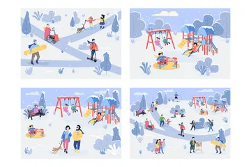 Área de recreación de invierno Paquete de Ilustraciones