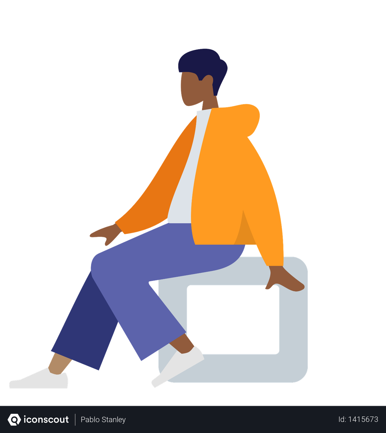 Best Free Black man sitting on stool Illustration download in PNG