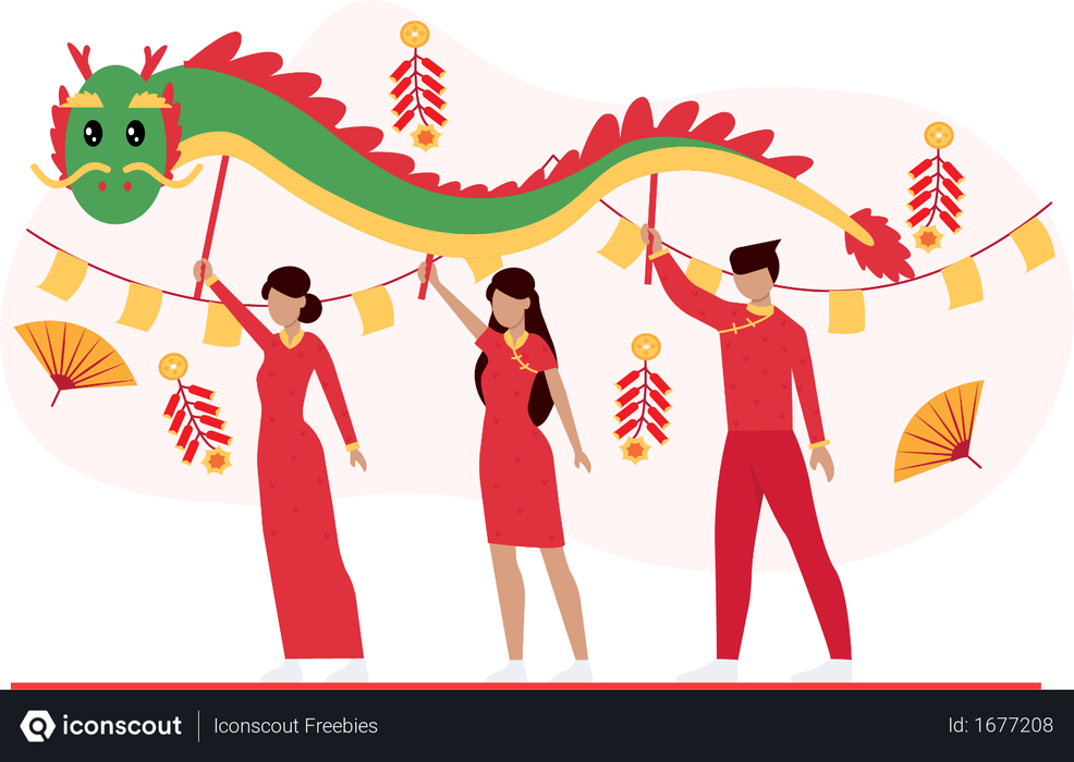 Best Free Chinese new year traditional celebration Illustration ...