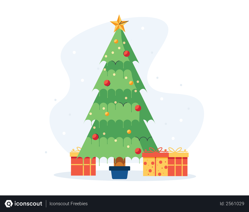 Free Christmas tree Illustration download in PNG &amp; Vector format