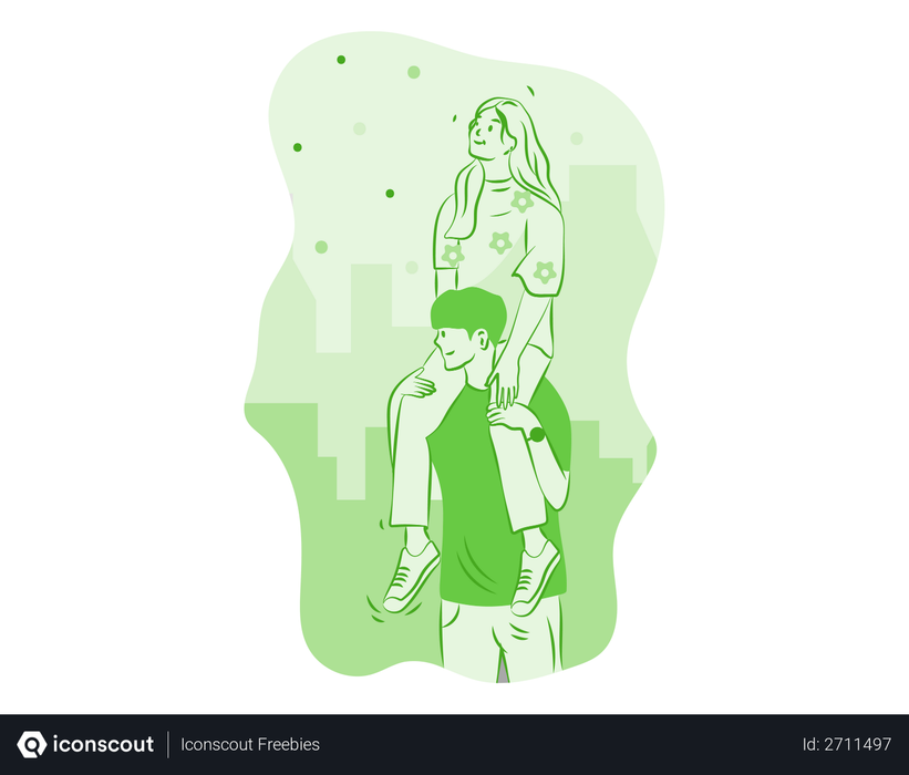 Couple looking at city skyline Illustration