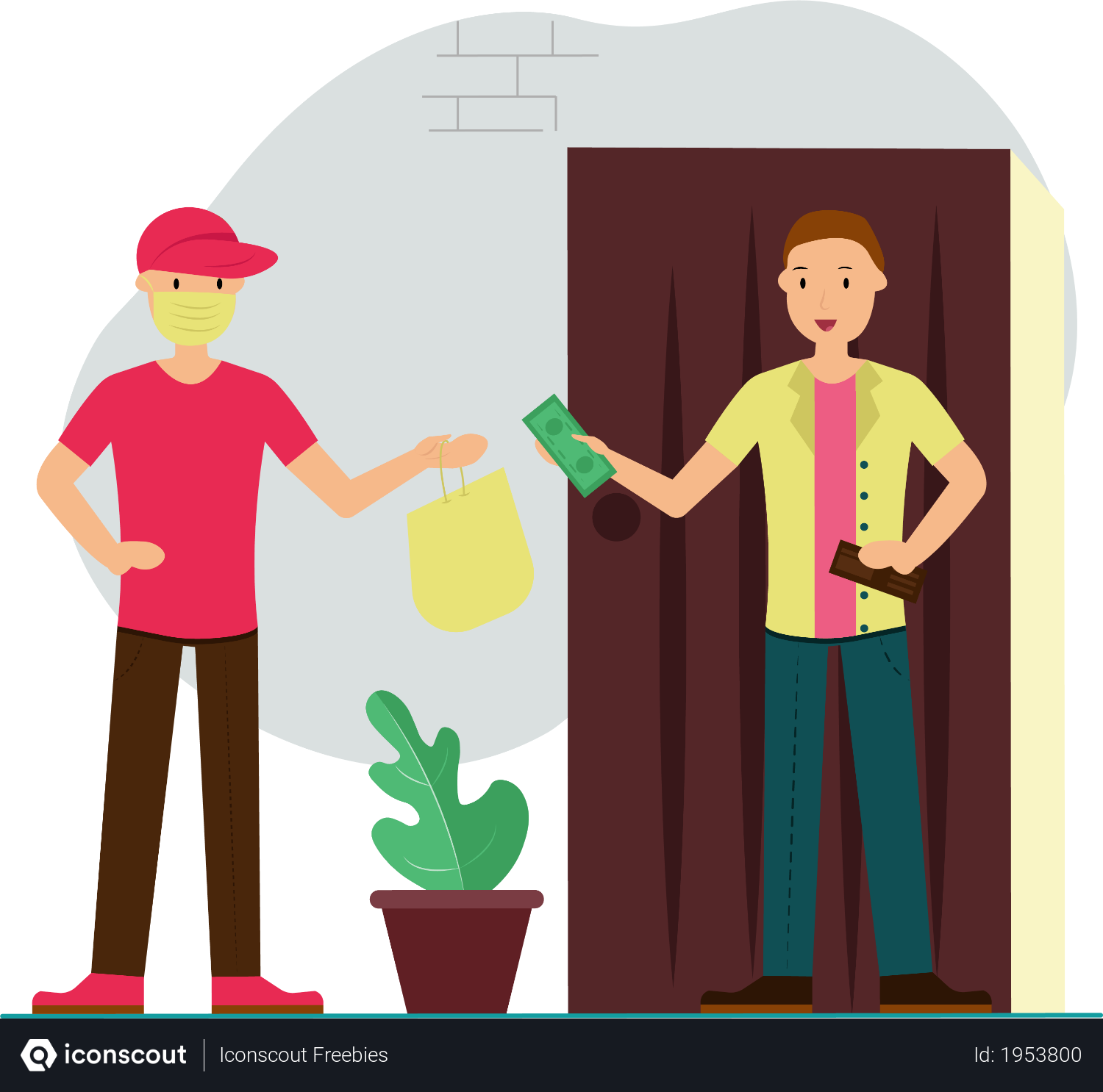 free delivery boy delivered groceries and medicines to home with precaution illustration download in png vector format free delivery boy delivered groceries