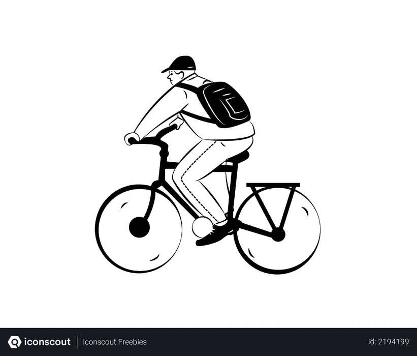 Employee going offce on cycle Illustration