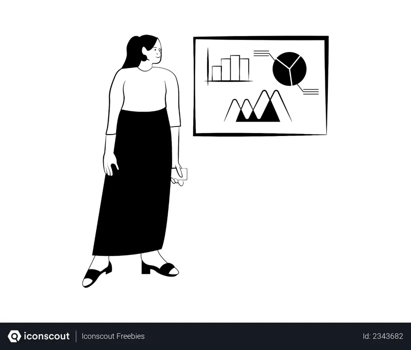 Female worker giving a presentation on sales analysis Illustration