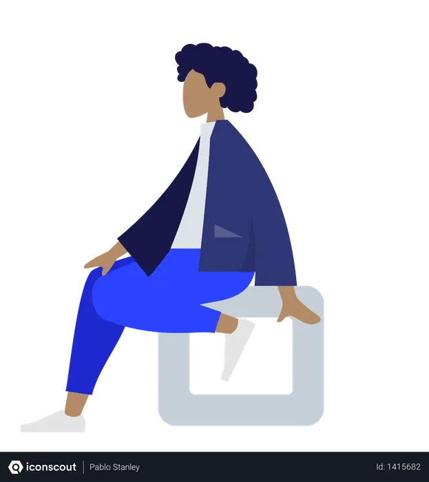 Free Afro woman sitting on square  Illustration