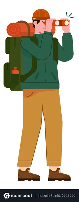 Free Alpinista olhando com binóculos  Ilustração