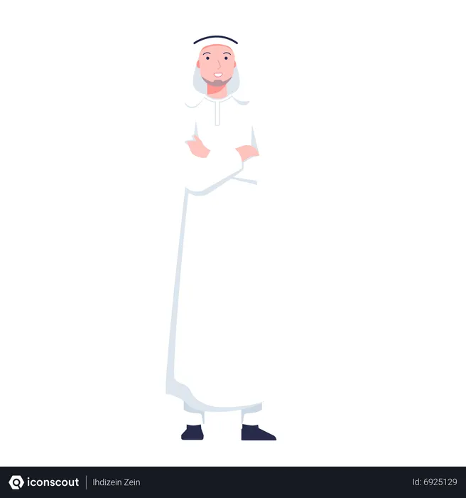 Best Free Arabic man standing Illustration download in PNG & Vector format