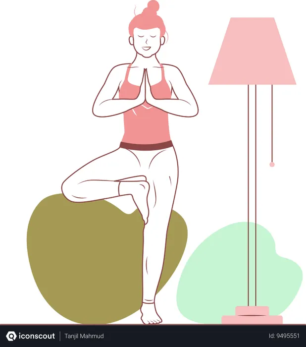 Free Pose de yoga dans les arbres  Illustration