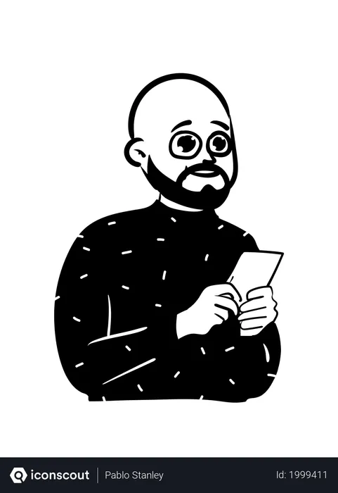 Free Bald man holding phone  Illustration