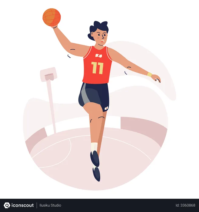 Free Basketball athlete jump with ball  Illustration