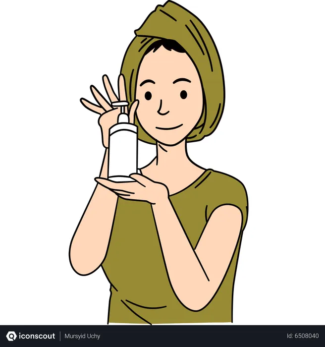 Free Beautiful lady use Body lotion after shower  Illustration