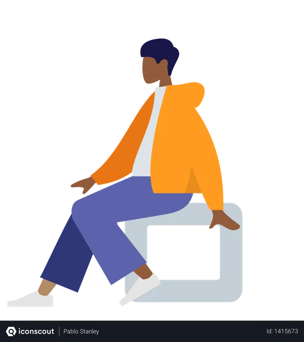 Free Black man sitting on stool  Illustration