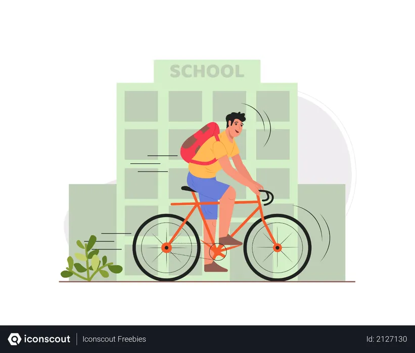 Free Boy going to the school  Illustration