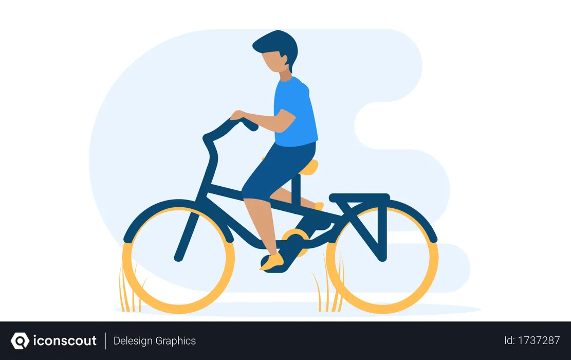 Free Boy riding cycle  Illustration