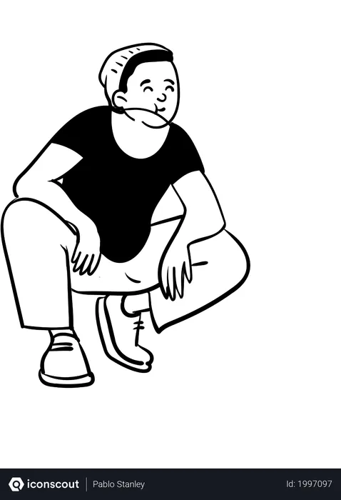Free Boy Sitting On Legs  Illustration