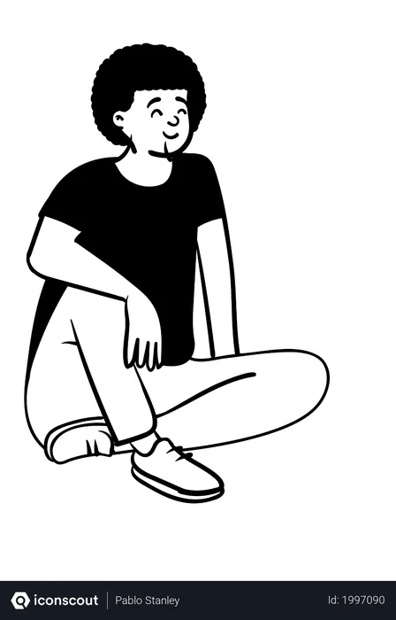 Free Boy Sitting With Leg Support  Illustration
