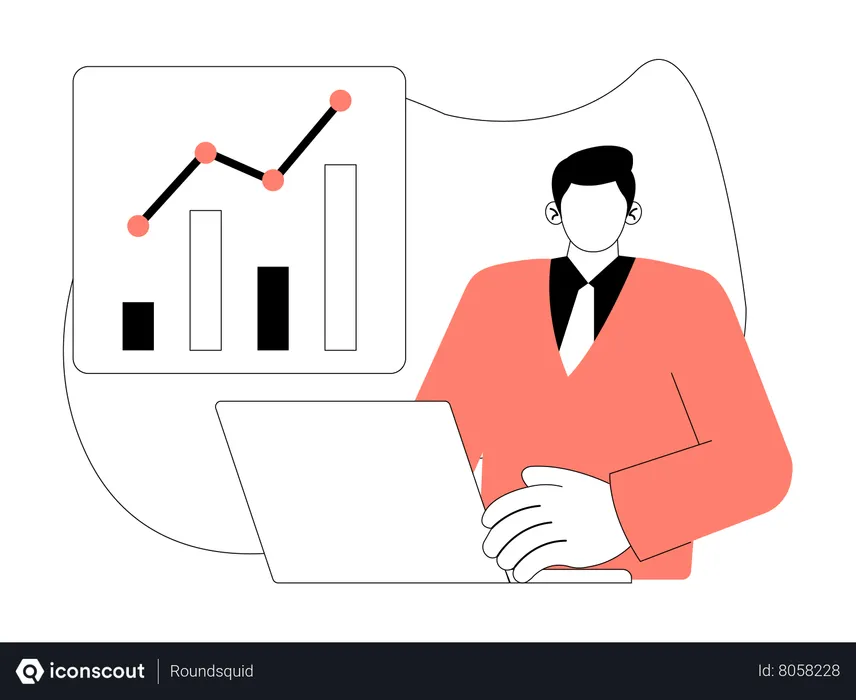 Free Businessman analyzing data  Illustration