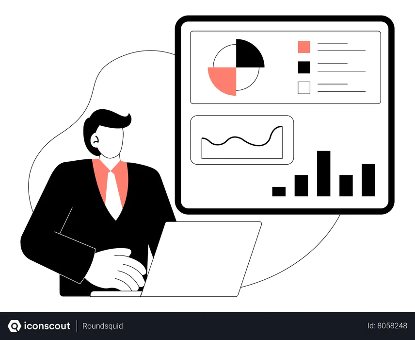 Free Businessman doing data analysis  Illustration