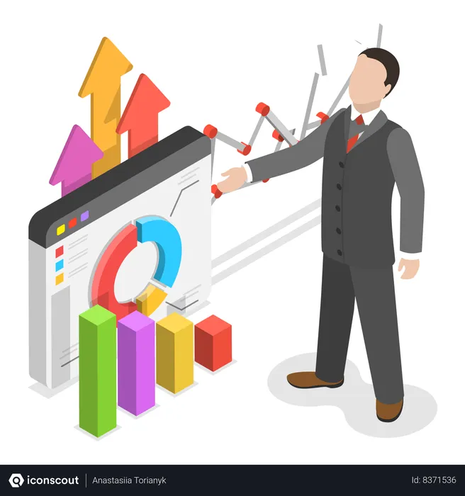Free Businessman showing business chart  Illustration