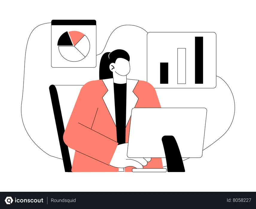 Best Free Businesswoman analyzing data Illustration download in PNG ...