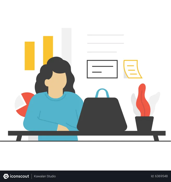 Free Businesswoman working on laptop  Illustration
