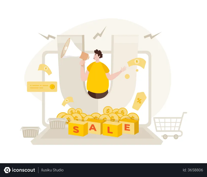 Free Campaña de marketing a la venta.  Ilustración