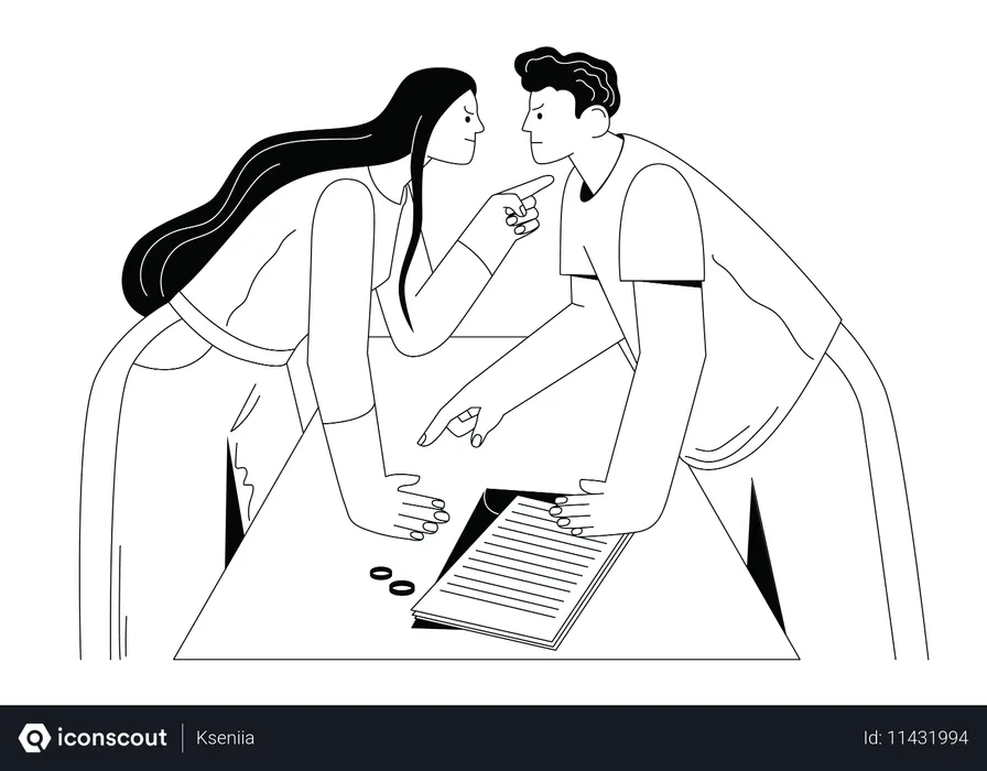 Free Casal discutindo no quarto  Ilustração
