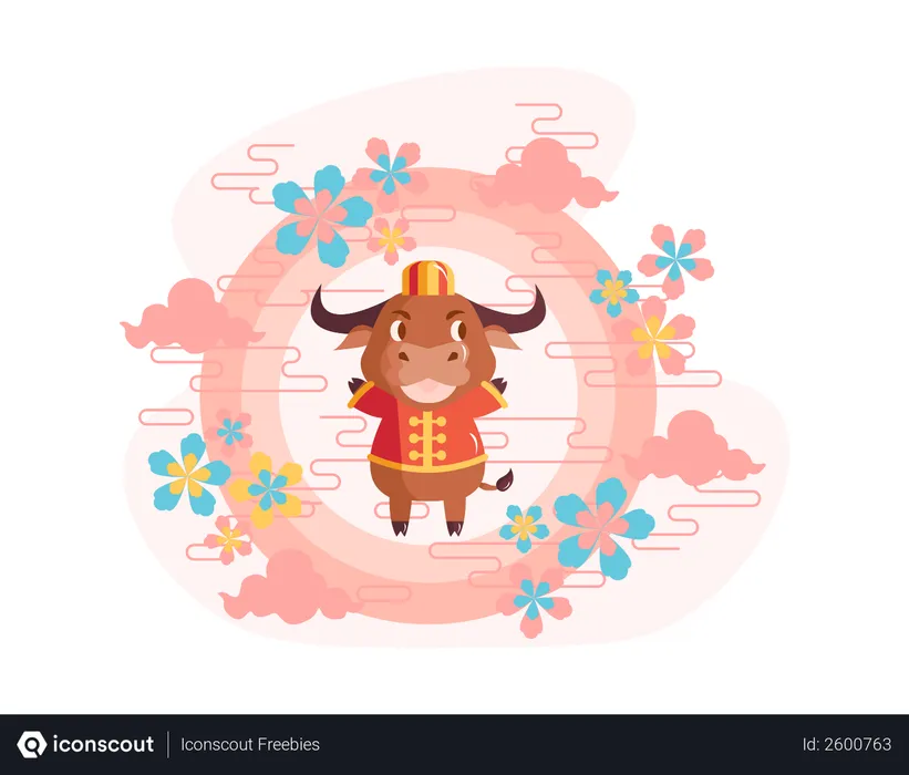 Free Chinese new year 2021 year of the ox  Illustration