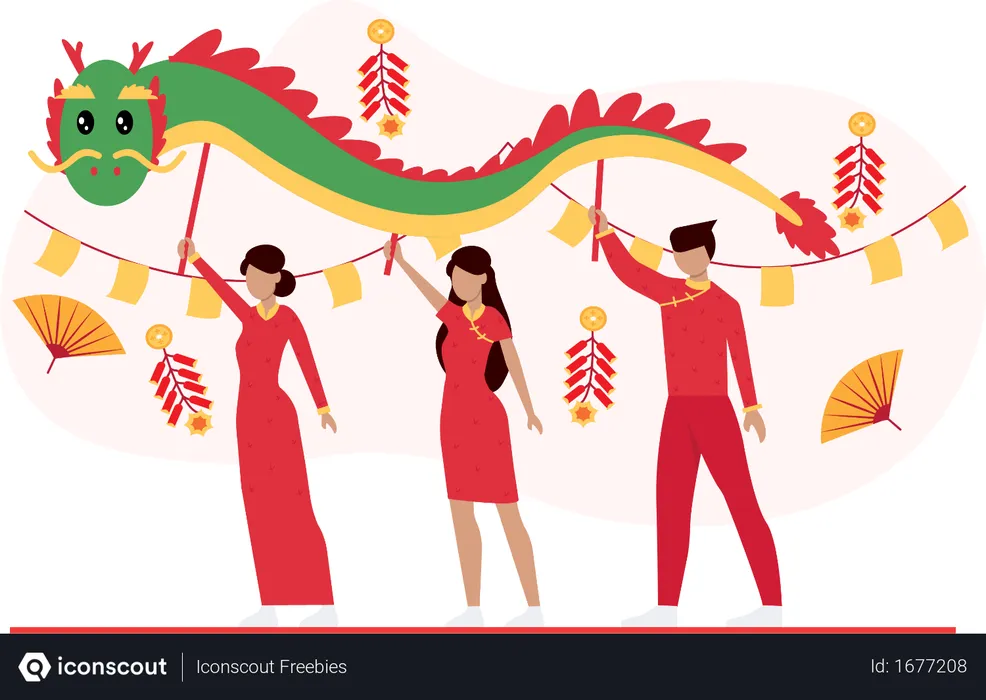 Free Chinese new year traditional celebration  Illustration