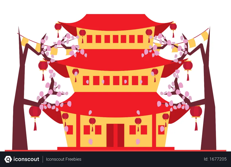 Free Chinese traditional house  Illustration