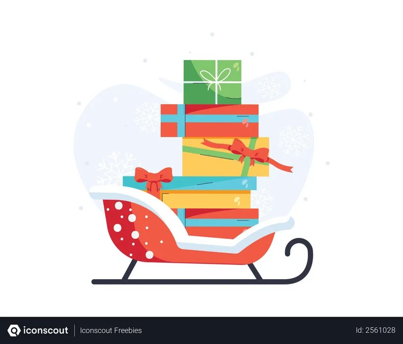 Free Christmas gifts on the sledge  Illustration