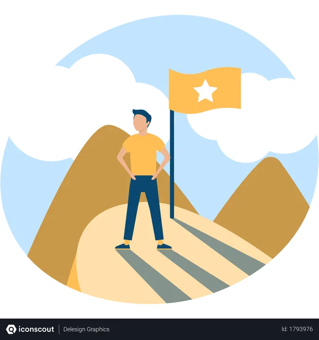 Free Concept of man got success and achieving goal  Illustration