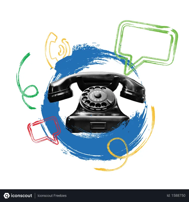 Free Concept of tele communication with telephone and massaging  Illustration