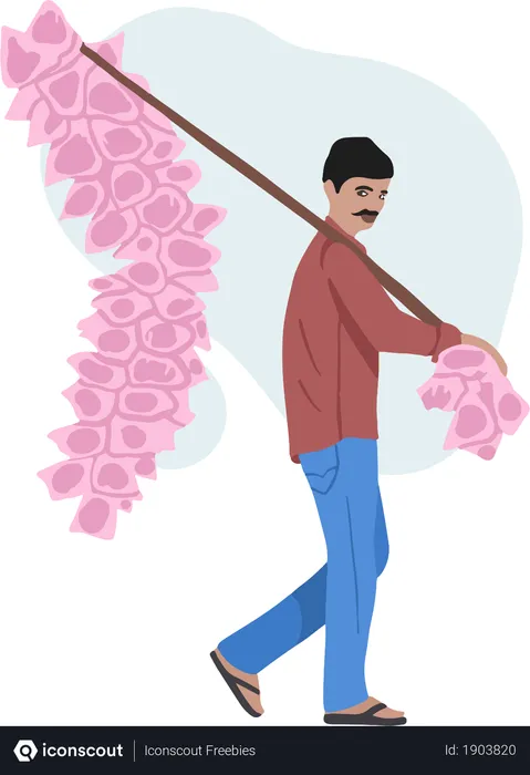 Free Cotton Candy Seller  Illustration