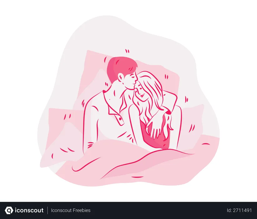 Free Couple Cuddling  Illustration