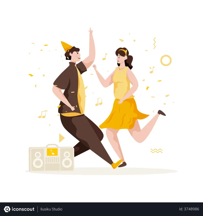 Free Couple dance party  Illustration