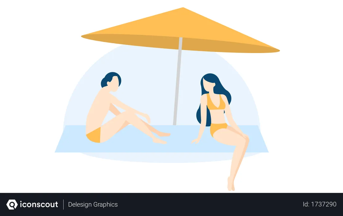Free Couple enjoying in beach  Illustration