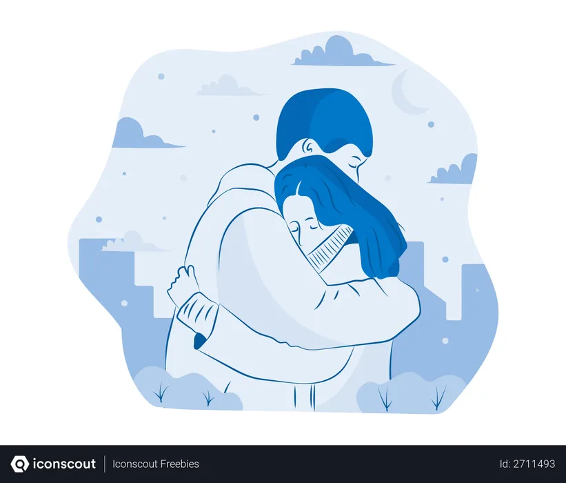 Free Couple Hugging in City  Illustration