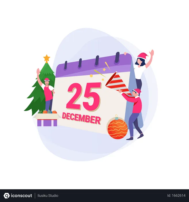Free December 25 to celebrating Christmas with friends  Illustration