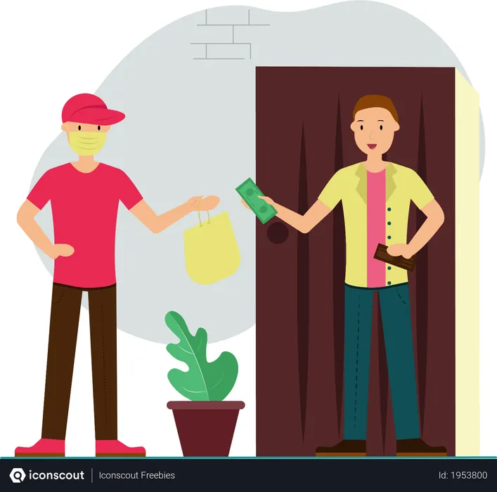 Free Delivery boy delivered Groceries And Medicines to home with precaution  Illustration