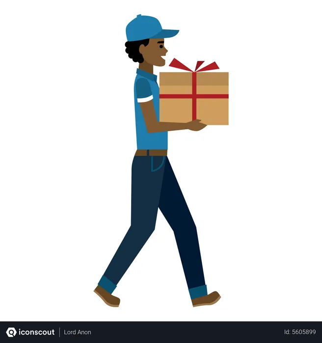 Free Delivery person going to deliver gift  Illustration