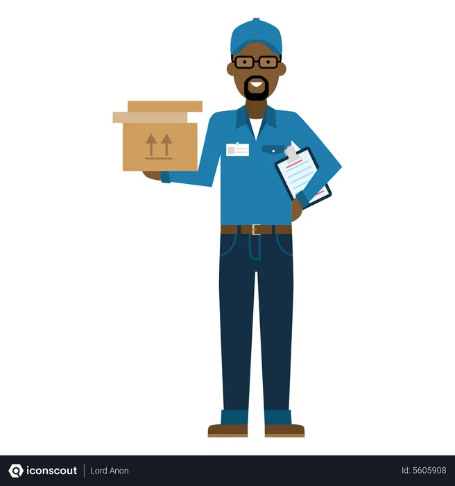 Free Delivery person holding boxes  Illustration