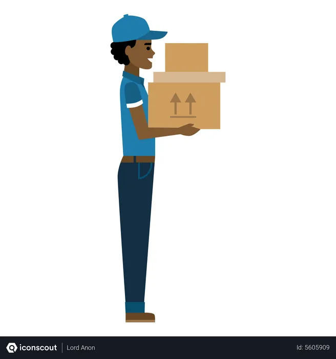 Free Delivery person holding packages  Illustration