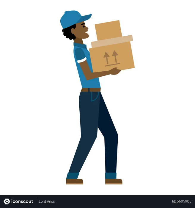 Free Deliveryman walking with box  Illustration