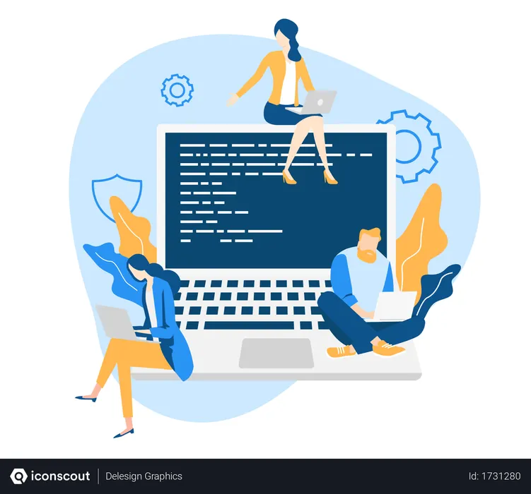 Free Developer Team  Illustration