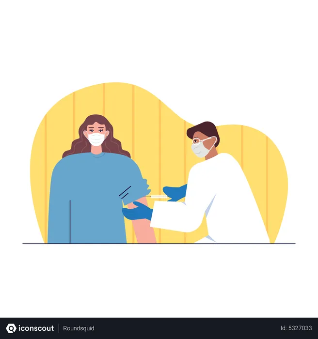 Free Doctor giving corona vaccine to girl  Illustration
