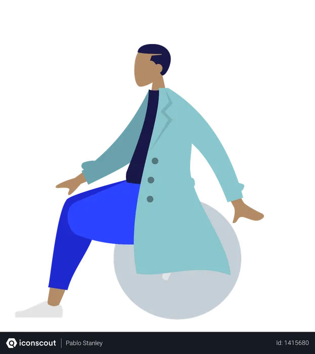 Free Doctor sitting on ball  Illustration
