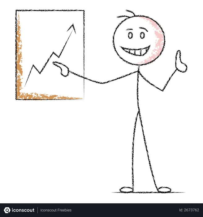 Free Doodle Man Presenting Graph  Illustration