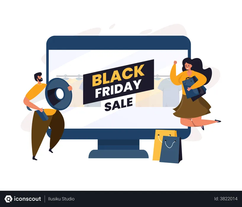 Free E-commerce with Black Friday sale  Illustration