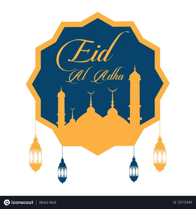 Free Eid Mubarak or Eid Al Adha greeting card  Illustration